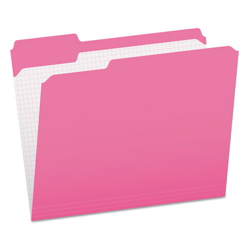 Reinforced Top Tab File Folders, 1/3 Cut, Letter, Pink, 100/box