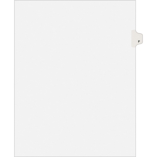 Avery-Style Legal Exhibit Side Tab Dividers, 1-Tab, Title F, Ltr, White, 25/pk