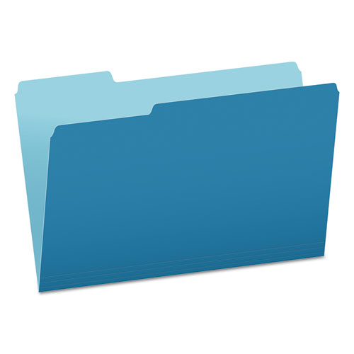 Colored File Folders, 1/3 Cut Top Tab, Legal, Blue/light Blue, 100/box