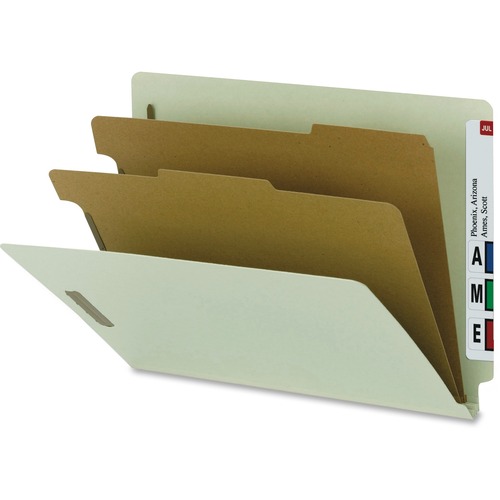 Classification Folders,Ltr, Recycled,2 Div,10/BX,GY Green