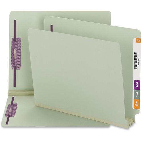 Three Inch Expansion Folder, Two Fasteners, End Tab, Letter, Gray Green, 25/box