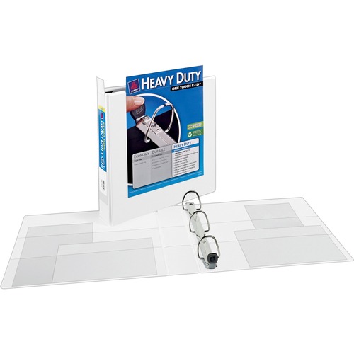 HEAVY-DUTY VIEW BINDER WITH DURAHINGE, ONE TOUCH EZD RINGS/EXTRA-WIDE COVER, 3 RING, 1.5" CAPACITY, 11 X 8.5, WHITE, (1319)