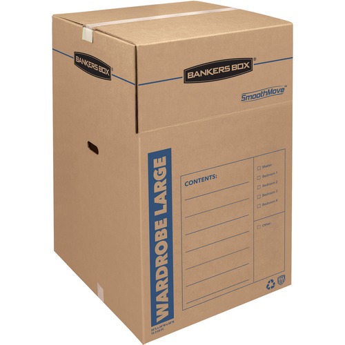 Smoothmove Wardrobe Boxes, 24l X 24w X 40h, Kraft/blue, 3/carton