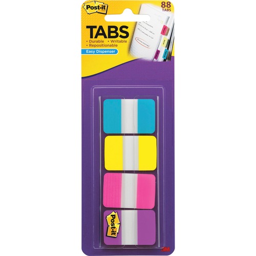 Post-it Dispenser Tabs,1"x1.5",88 Tabs,22 ea. AA/YW/PK/VT