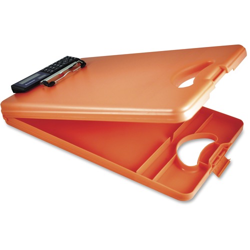 Deskmate Ii W/calculator, 1/2" Clip Cap, 8 1/2 X 12 Sheets, Hi-Vis Orange