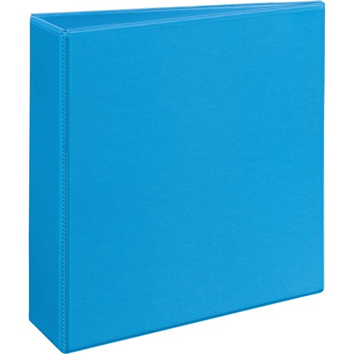 HEAVY-DUTY NON STICK VIEW BINDER WITH DURAHINGE AND SLANT RINGS, 3 RINGS, 3" CAPACITY, 11 X 8.5, LIGHT BLUE, (5601)