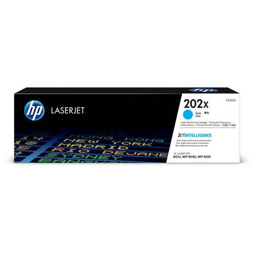 Hewlett-Packard  Toner Cartridge, Hi Yld, HP202X, 2500 Page Yield, CYN