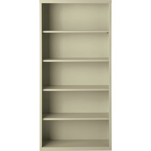 Steel Bookcase, 5-Shelf, 34-1/2"x13"x72", Putty