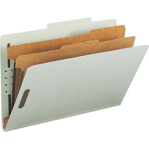 100(percent) REC PRESSBOARD CLASSIFICATION FOLDER, 2 DIV, 2" EXP, LEGAL, GY/GN, 10/BX