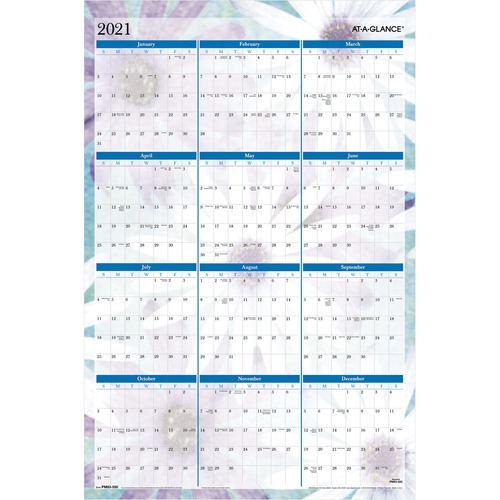 2-Sided Wall Calendar, Erasable, Jan-Dec, 36"x24", BY/Navy