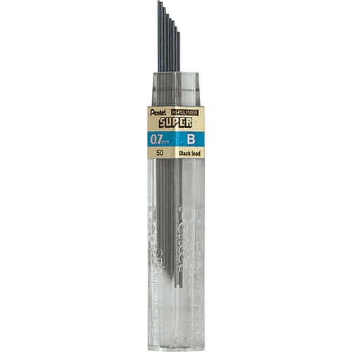 Super Hi-Polymer Lead Refills, 0.7mm, B, Black, 12/pack