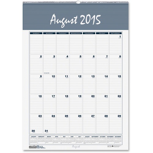 RECYCLED BAR HARBOR WIREBOUND ACADEMIC MONTHLY WALL CALENDAR, 12 X 17, 2018-2019