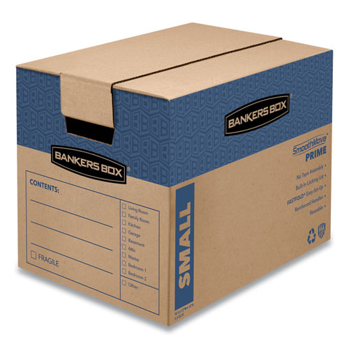 Smoothmove Prime Small Moving Boxes, 16l X 12w X 12h, Kraft/blue, 15/ct