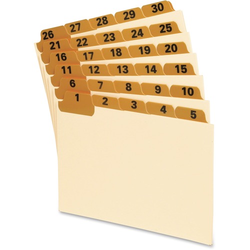 Laminated Tab Index Card Guides, Daily, 1/5 Tab, Manila, 4 X 6, 31/set