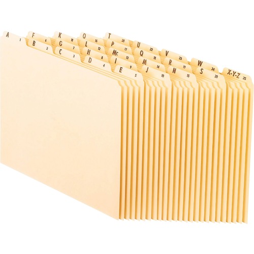 Recycled Top Tab File Guides, Alpha, 1/5 Tab, Manila, Letter, 25/set