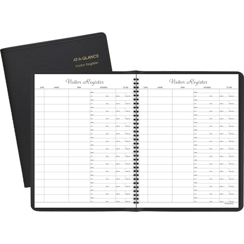 Recycled Visitor Register Book, Black, 8 1/2 X 11