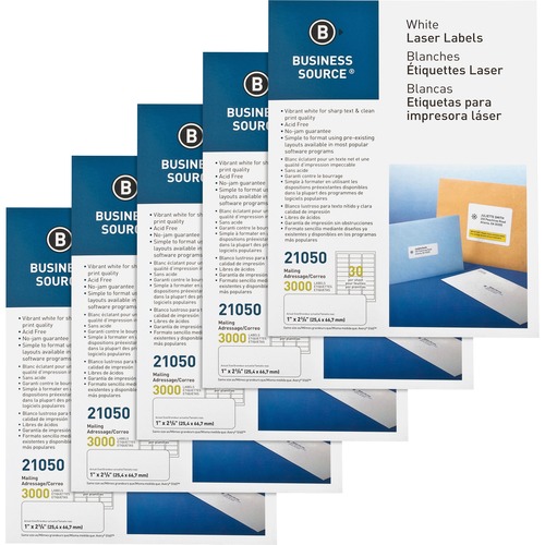 Mailing Labels, Laser/Injket, 1"x2-5/8", 15000/CT, White