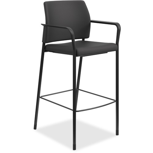 Accommodate Series Cafe Stool With Fixed Arms, Black Fabric