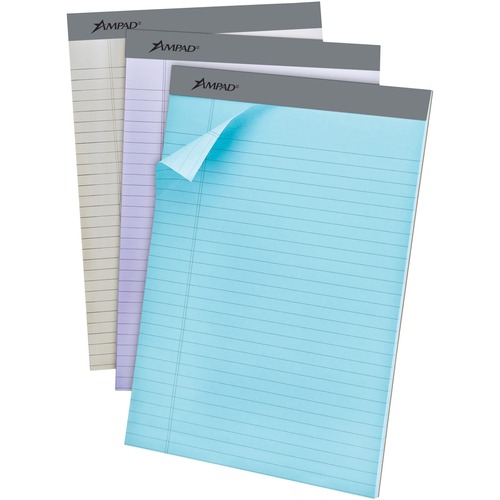 Perforated Pads, Legal Ruled, 8-1/2"x11", 6/PK, AST Pastel