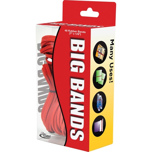 Big Bands Rubber Bands, 7 X 1/8, Red, 48/pack