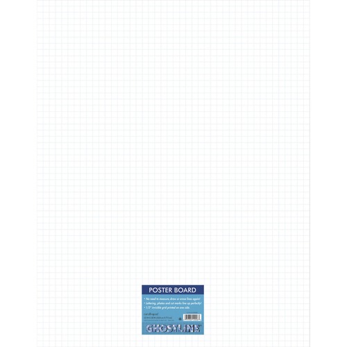 Poster Board, Ghostline Grid, 28"Wx1/100"Lx22"H, 25/CT, WE