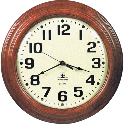 6645014216904, HARDWOOD WALL CLOCK, 16", OFF-WHITE FACE, MAHOGANY