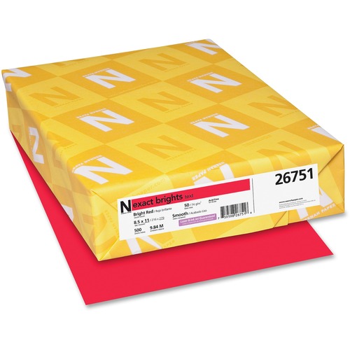 Exact Brights Paper, 8 1/2 X 11, Bright Red, 20lb, 500 Sheets