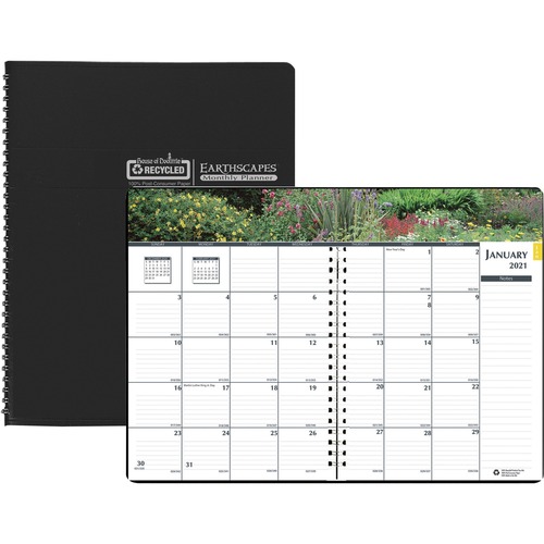 Monthly Planner,12 Mth,Jan-Dec,7"x10", Gardens/BK