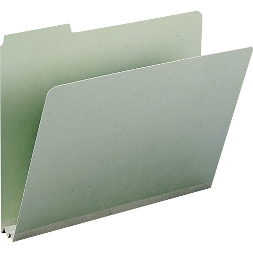 PRESSBOARD FILE FOLDERS, 2" EXPANSION, 1/3-CUT TOP TAB, LETTER, GY/GN, 25/BOX