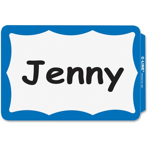 Name Badges, 3-1/2"x2-1/4", 100/BX, Blue Border