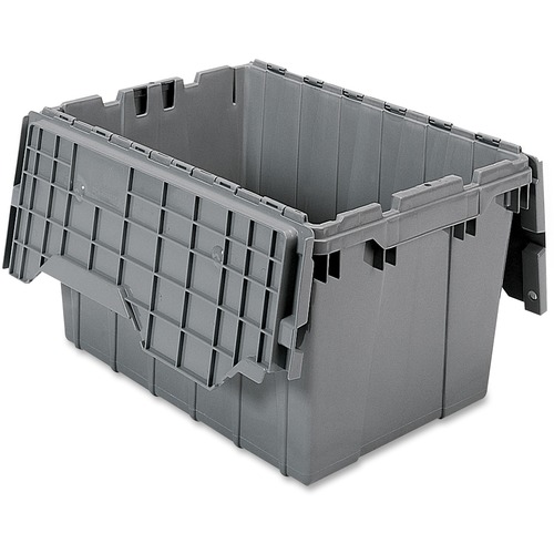 Akro-Mils  Container, w/Attached Lid, 12 Gal, Gray