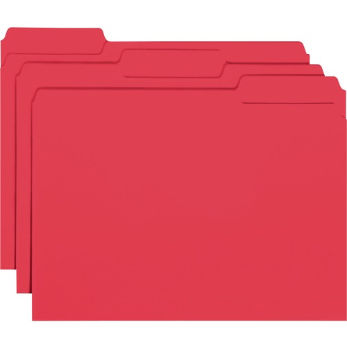 Interior File Folders, 1/3 Cut Top Tab, Letter, Red, 100/box