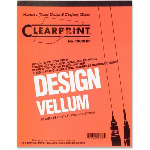 Design Vellum Paper, 16lb, White, 8-1/2 X 11, 50 Sheets/pad