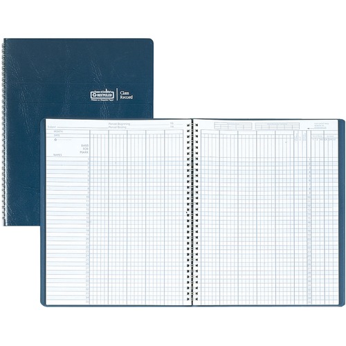 CLASS BOOK, EMBOSSED LEATHER-LIKE COVER, 8 1/2 X 11, BLUE