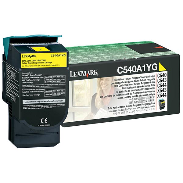 Lexmark C540 C543 C544 X543 X544 Yellow Return Program Toner Cartridge for US Government (1000 Yield) (TAA Compliant Version of C540A1YG)