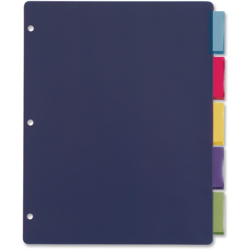 POLY INDEX DIVIDERS, 5-TAB, 11 X 8.5, ASSORTED, 4 SETS
