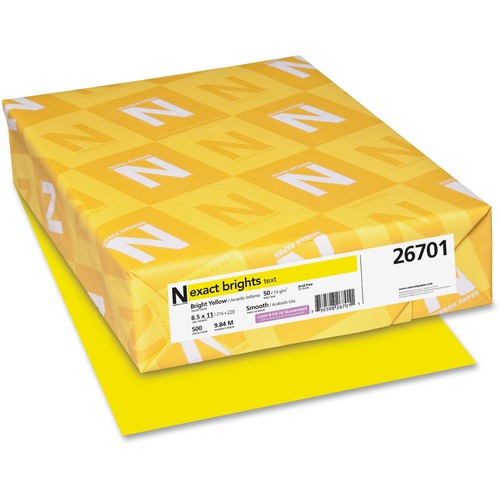 Exact Brights Paper, 8 1/2 X 11, Bright Yellow, 20lb, 500 Sheets