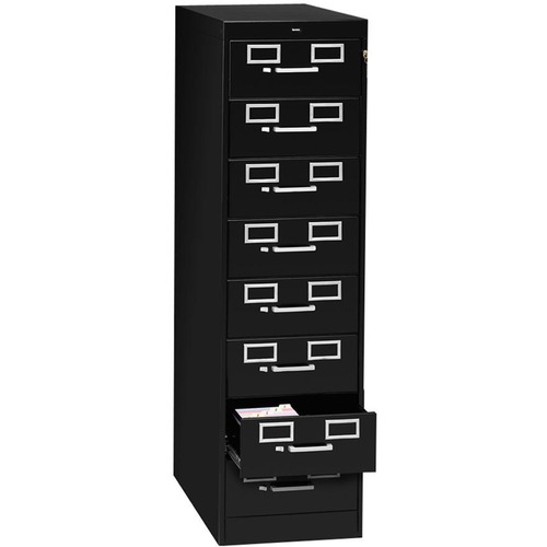 Eight-Drawer File Cabinet For 3 X 5 & 4 X 6 Cards, 15w X 52h, Black