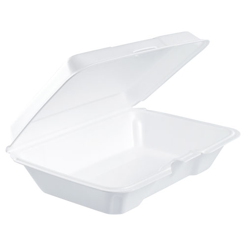 FOAM HINGED LID CONTAINERS, 6.4W X 9.3D X 2.6H, WHITE, 200/CARTON