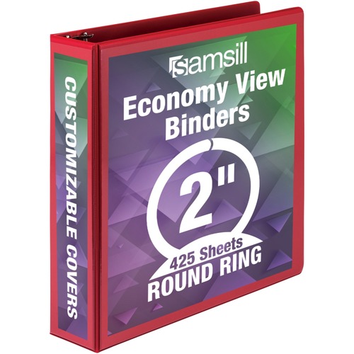 View Binder, Round Ring, 2" Capacity, 11"x8-1/2", Red