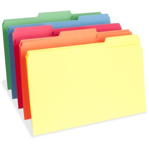 File Folders, Legal,11PT, 1/3 Cut, 1" Exp,100/BX, AST