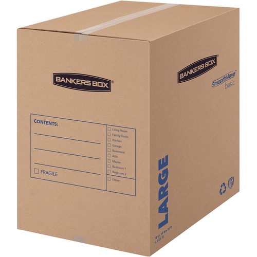 Smoothmove Basic Large Moving Boxes, 18l X 18w X 24h, Kraft/blue, 15/carton
