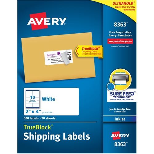 Shipping Labels, 50 Sheets, 8-1/2"x11", 500/BX, White