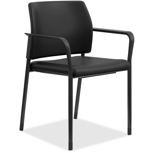 Accommodate Series Guest Chair With Fixed Arms, Black Vinyl