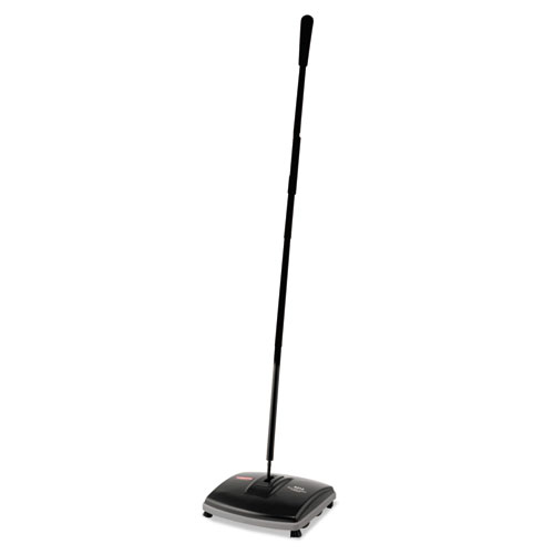 FLOOR AND CARPET SWEEPER, PLASTIC BRISTLES, 44" HANDLE, BLACK/GRAY