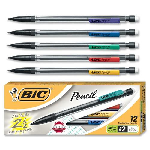 Xtra-Life Mechanical Pencil, 0.7mm, Clear, Dozen