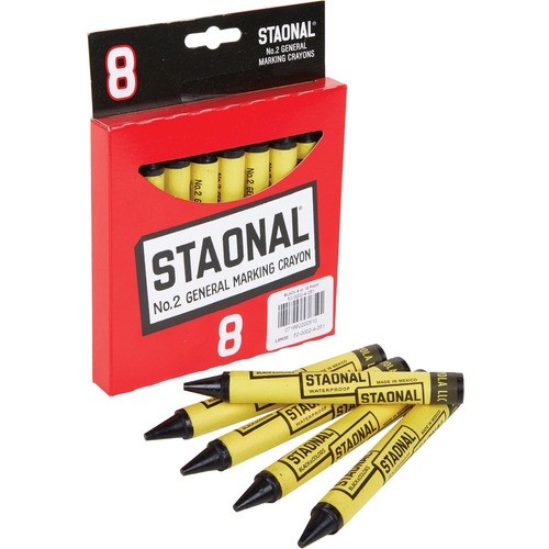 Staonal Marking Crayons, Black, 8/box