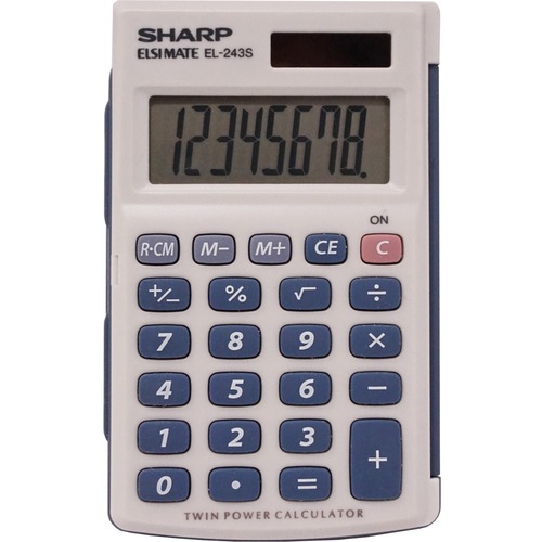 Calculator, 8-Digit, Pocket, 2-1/2"Wx4-1/10"Dx2/5"H, GY/BE