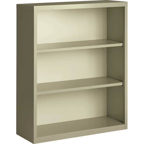 Steel Bookcase, 3-Shelf, 34-1/2"x13"x42", Putty