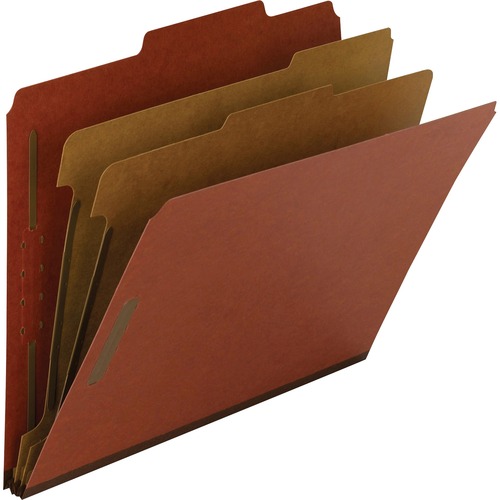 100(percent) REC PRESSBOARD CLASSIFICATION FOLDER, 2 DIV, 2" EXP, LETTER, RED, 10/BX